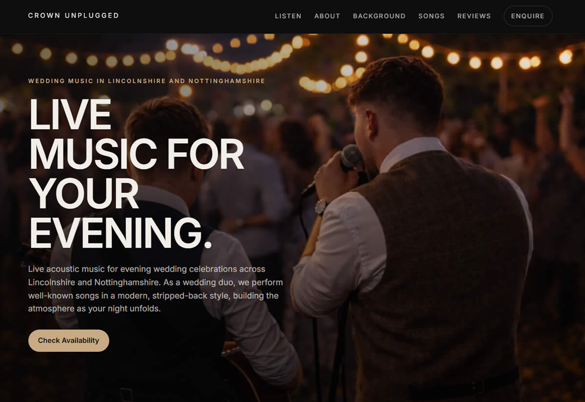 Desktop preview of Crown Unplugged website