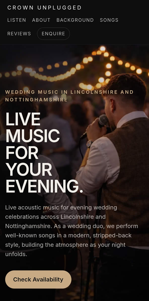 Mobile preview of Crown Unplugged website
