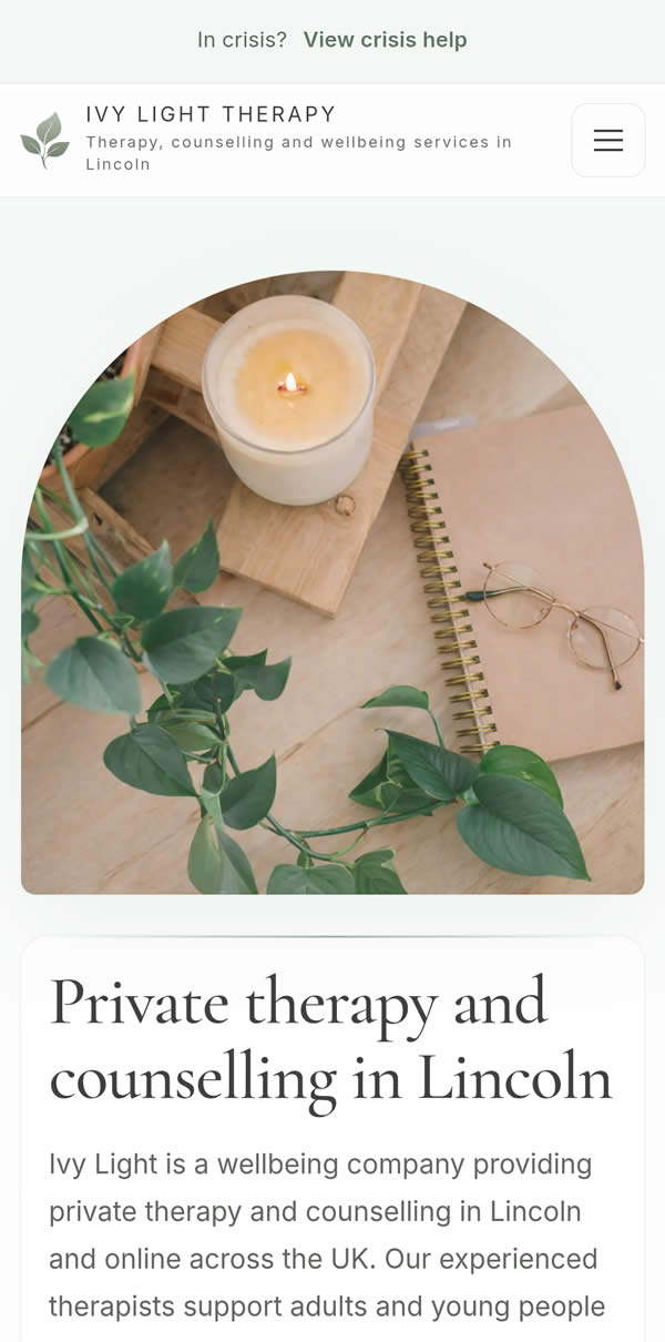 Mobile preview of Ivy Light Therapy website