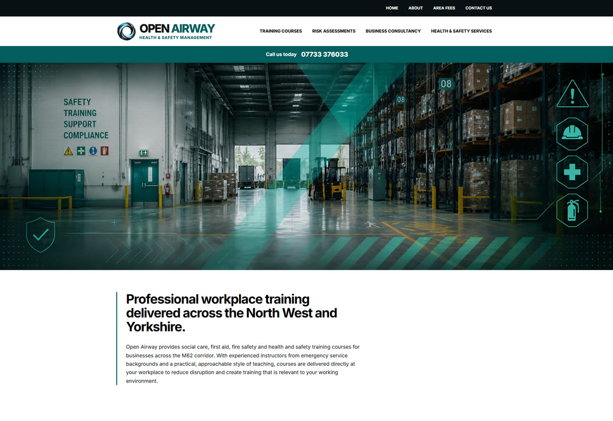 Desktop preview of Open Airway Training website