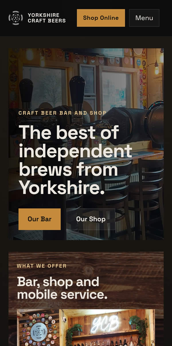 Mobile preview of Yorkshire Craft Beers website